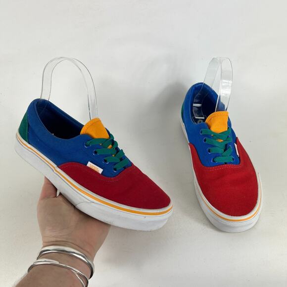 VANS Era Color Block Sneaker Women's 7 Blue Red Fabric Lace-Up Skateboard Shoes - Picture 1 of 12